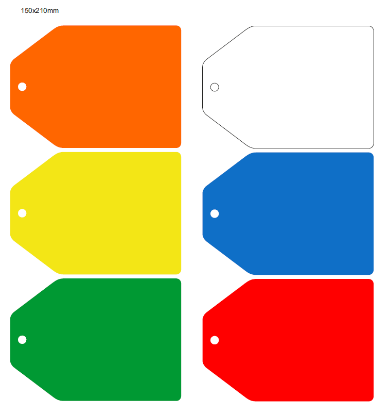 Picture of 210x150mm Colour-coded Blank Write-On Tags, with fixing hole