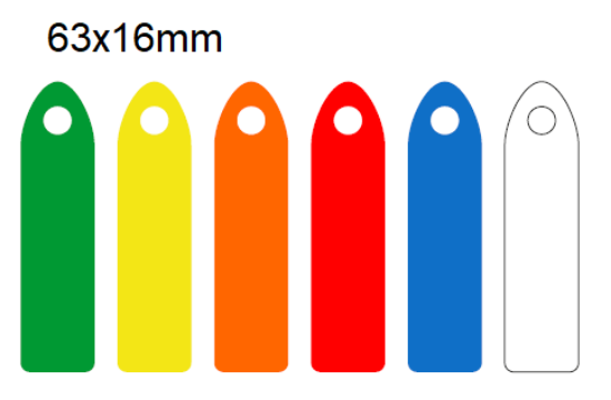 Picture of 63x16mm Blank Colour-coded Key Tags, with fixing hole